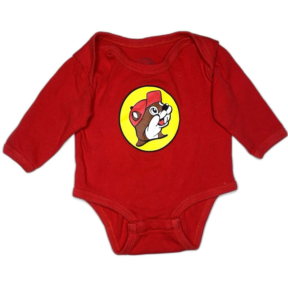 BUC-EE'S Red Bodysuit Unisex Baby 3 Months Long-sleeve Cotton Beaver Logo Infant